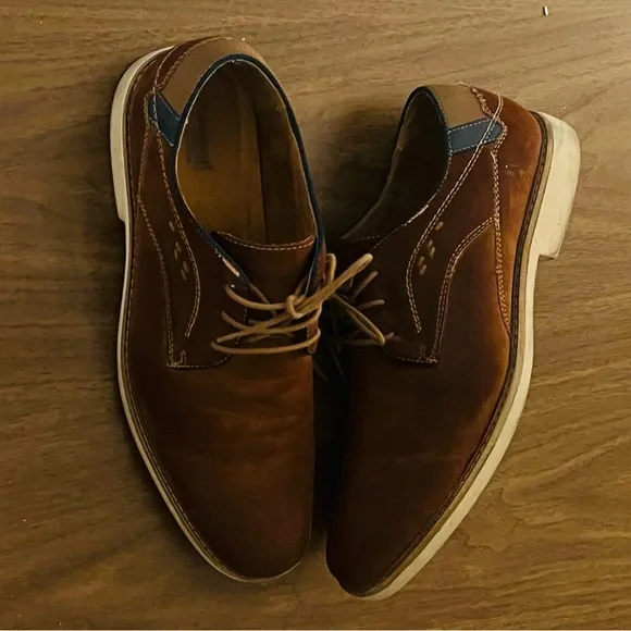 Hickey Freeman Brown Leather Oxfords HICKEY FREEMAN Solid Brown Leather Mens Split Toe Oxford  main image 2